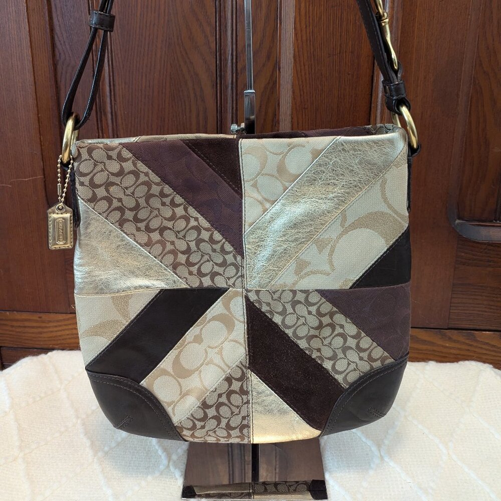 Coach Y2K Chevron Suede Patchwork bag F17706